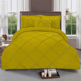 Ruffled Cross Pleated Duvet Set - Vibrant Yellow